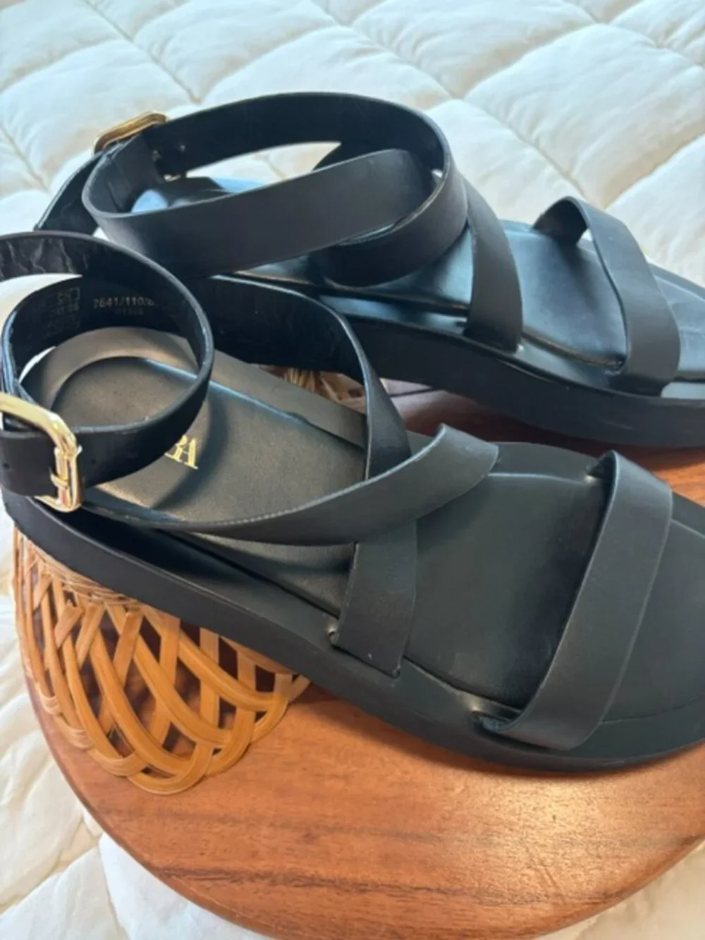 Zara Black Strap Sandals Size 38 - Picture 4 of 4